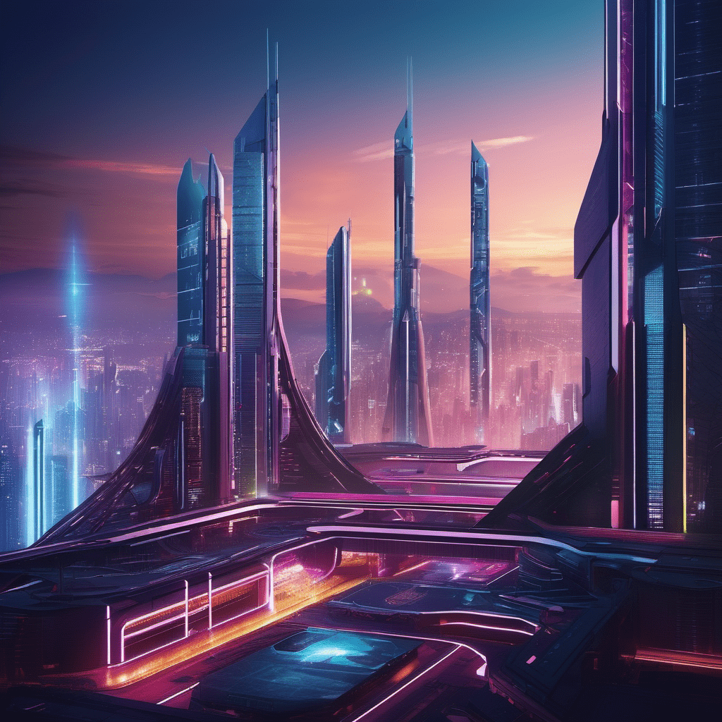 Futuristic cyber city