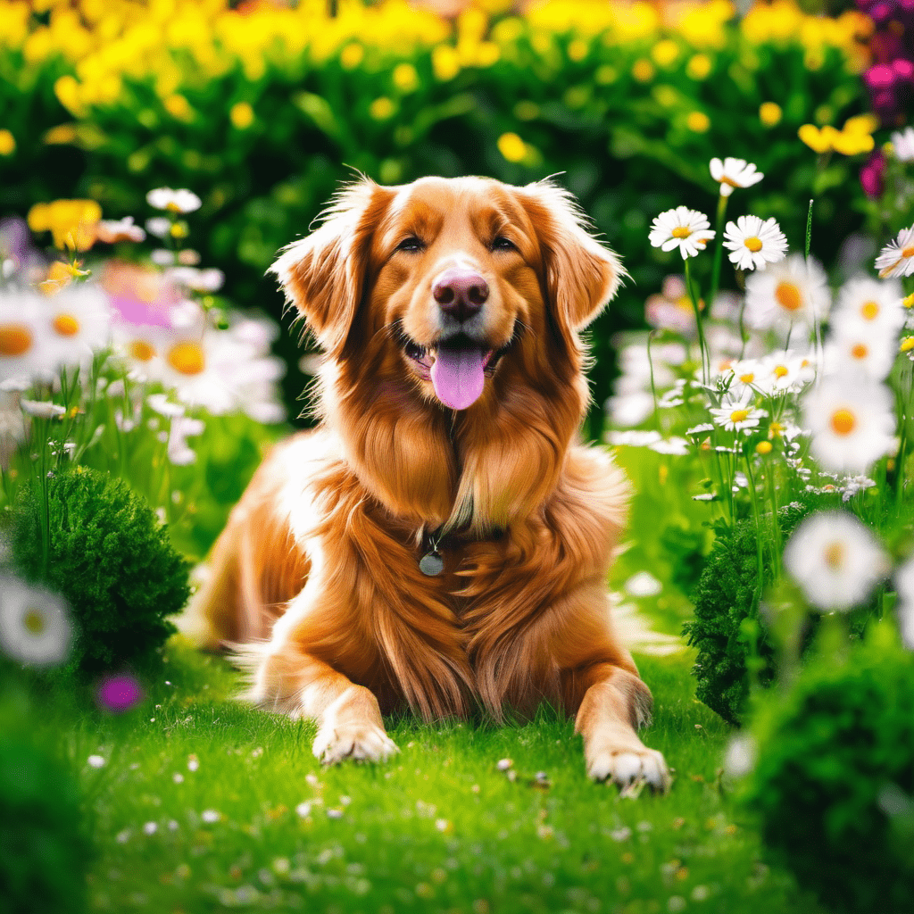 Happy dog in the garden